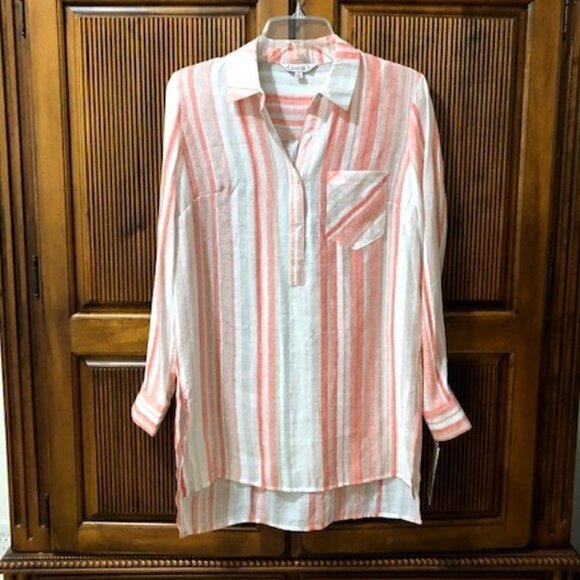 𝅺nanette Lepore Lightweight Tangerine Striped Top - Picture 1 of 6